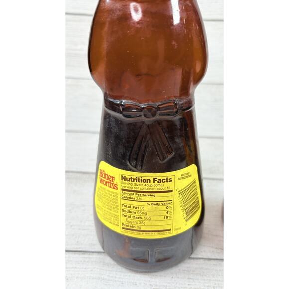 Vintage Mrs. Butterworth’s Syrup Amber Glass Bottle 12&24 Oz w/ Plastic Cap Lot - Picture 6 of 9